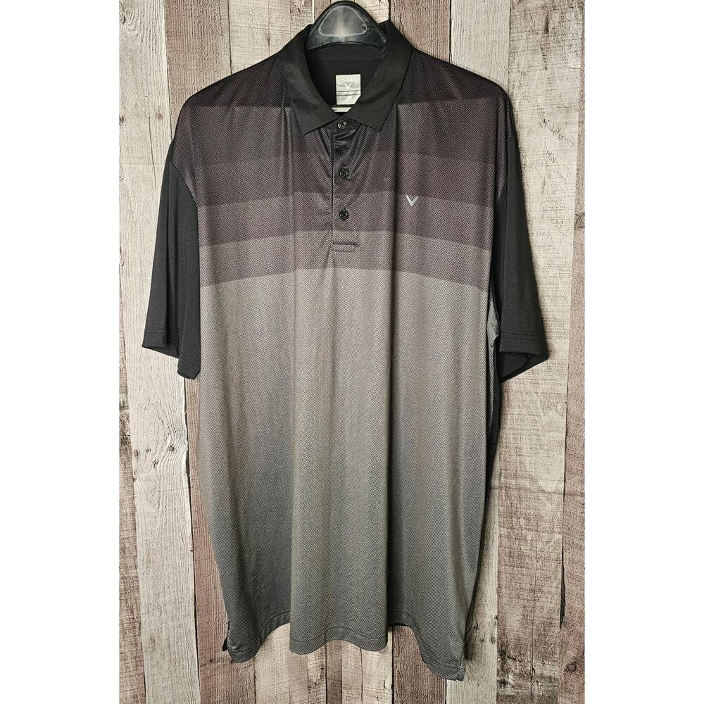 Callaway Men’s XL Golf Polo Shirt Tonal Gradient Short Sleeve Black Gray